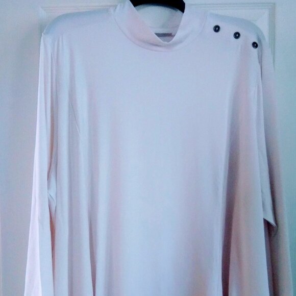Susan Graver Liquid Knit Ivory Mockneck Fit & Flare Top- 5XP- NWT - Picture 1 of 5